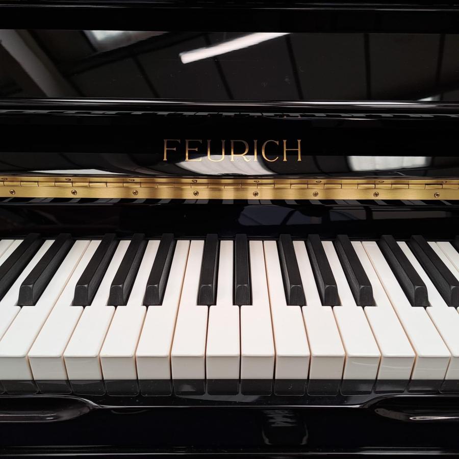 Feurich 133 upright Piano in gloss black – Gallery image – Roberts Pianos Oxford