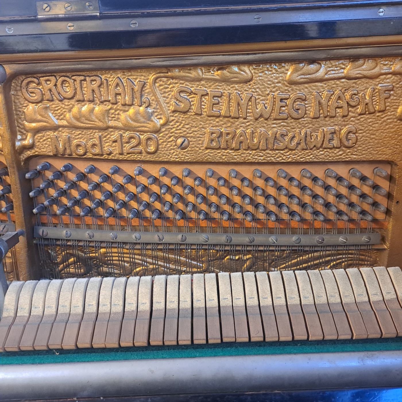 Grotrian Steinweg 120 upright Piano in black – Featured image – Roberts Pianos Oxford