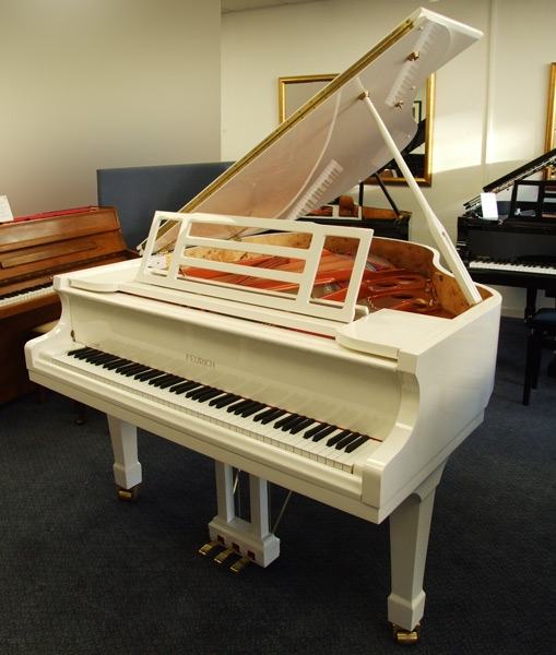 Feurich 161 grand Piano in white – Featured image – Roberts Pianos Oxford