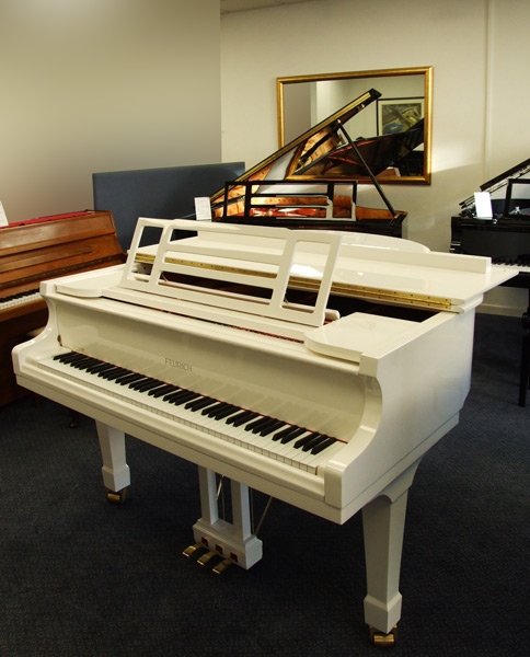 Feurich 161 grand Piano in white – Gallery image – Roberts Pianos Oxford