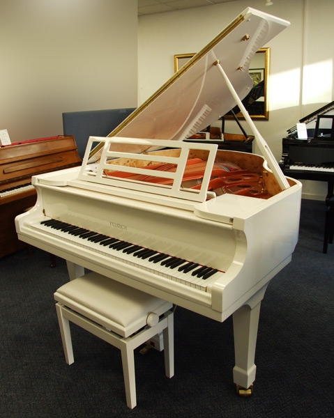 Feurich 161 grand Piano in white – Gallery image – Roberts Pianos Oxford