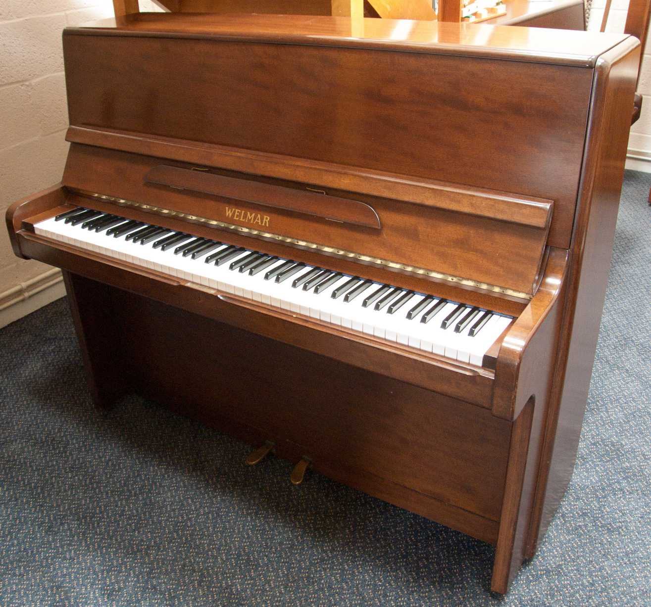 Welmar 120 upright Piano in medium mahogany – Featured image – Roberts Pianos Oxford