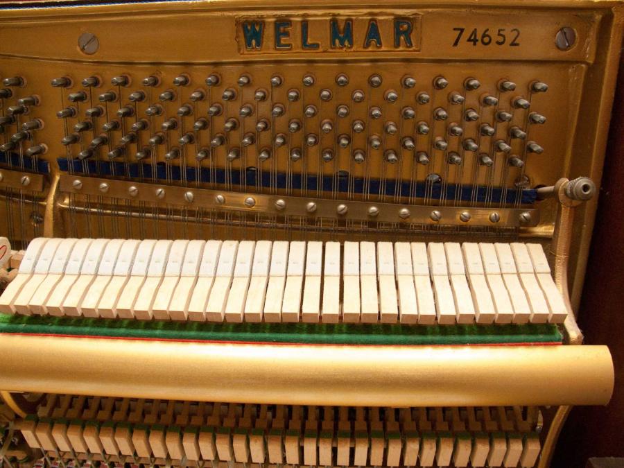 Welmar 120 upright Piano in medium mahogany – Gallery image – Roberts Pianos Oxford