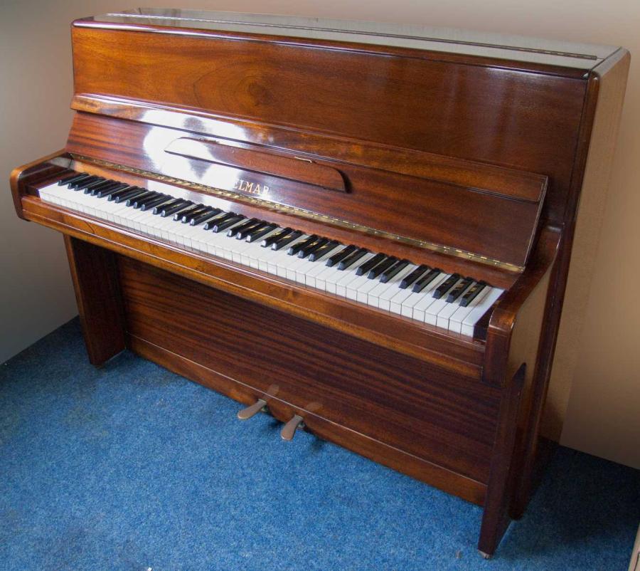 Welmar 110 upright Piano in medium-dark mahogany – Featured image – Roberts Pianos Oxford