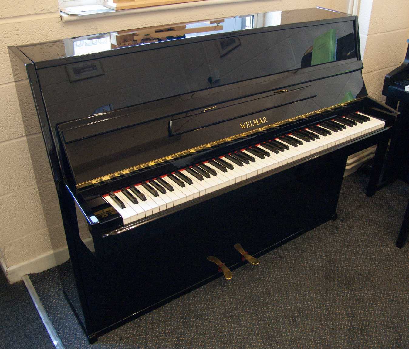 Welmar upright Piano in black polyester – Featured image – Roberts Pianos Oxford