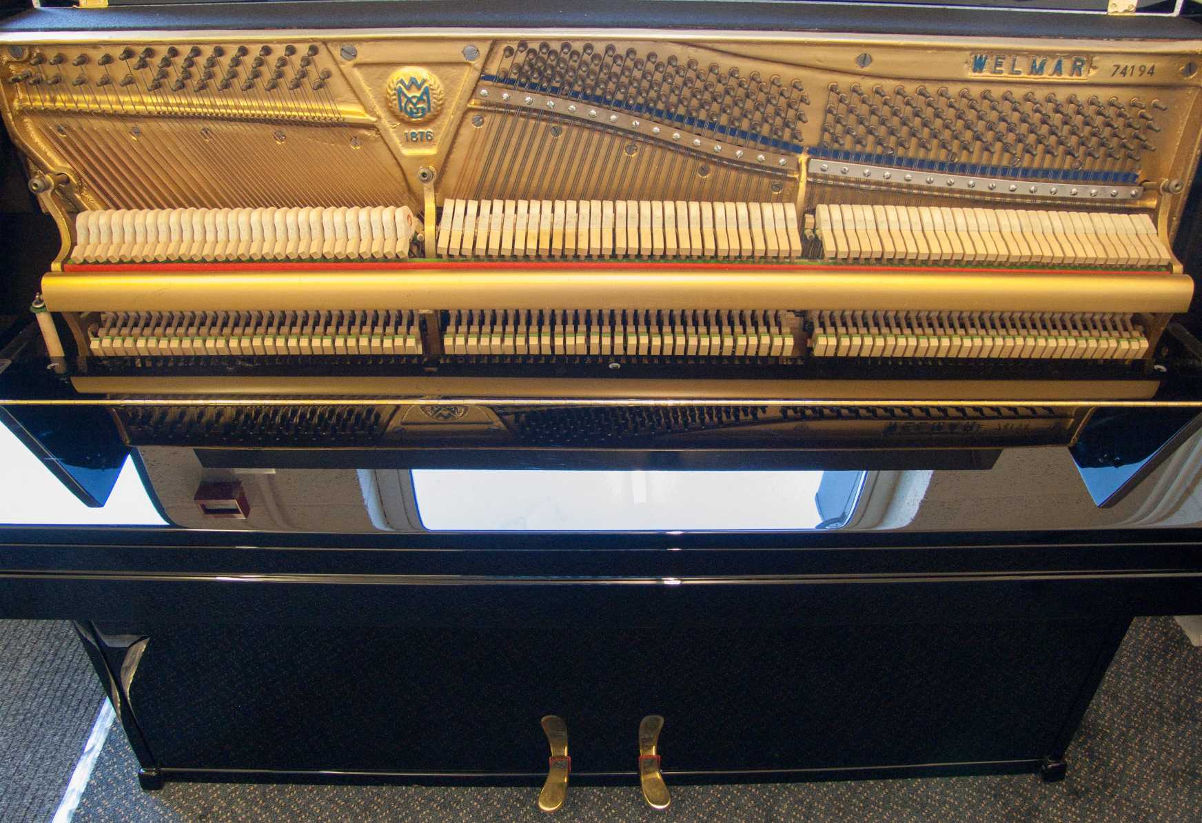 Welmar upright Piano in black polyester – Gallery image – Roberts Pianos Oxford