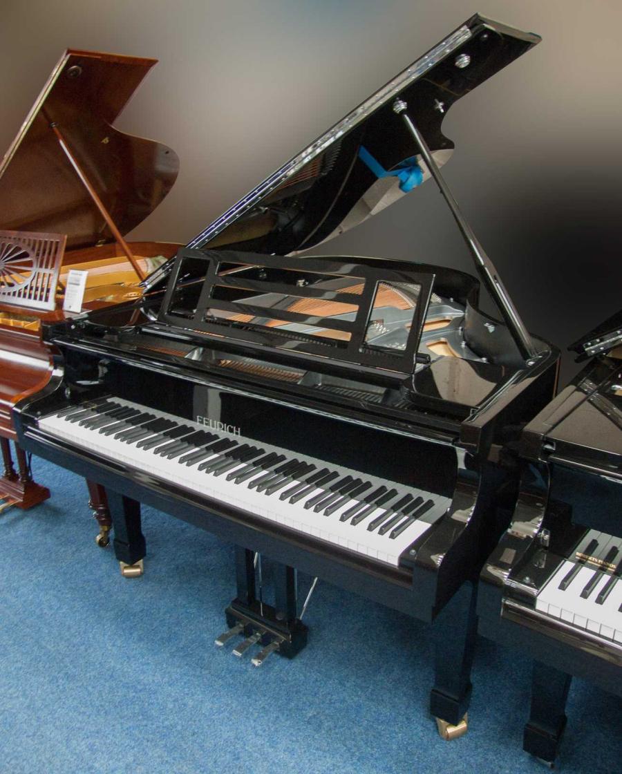 Feurich 178 grand Piano in black polyester – Featured image – Roberts Pianos Oxford