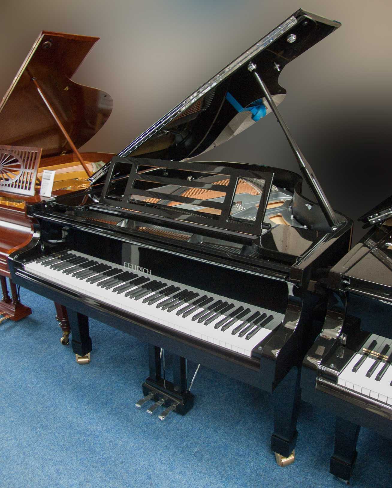Feurich 178 grand Piano in black polyester – Featured image – Roberts Pianos Oxford