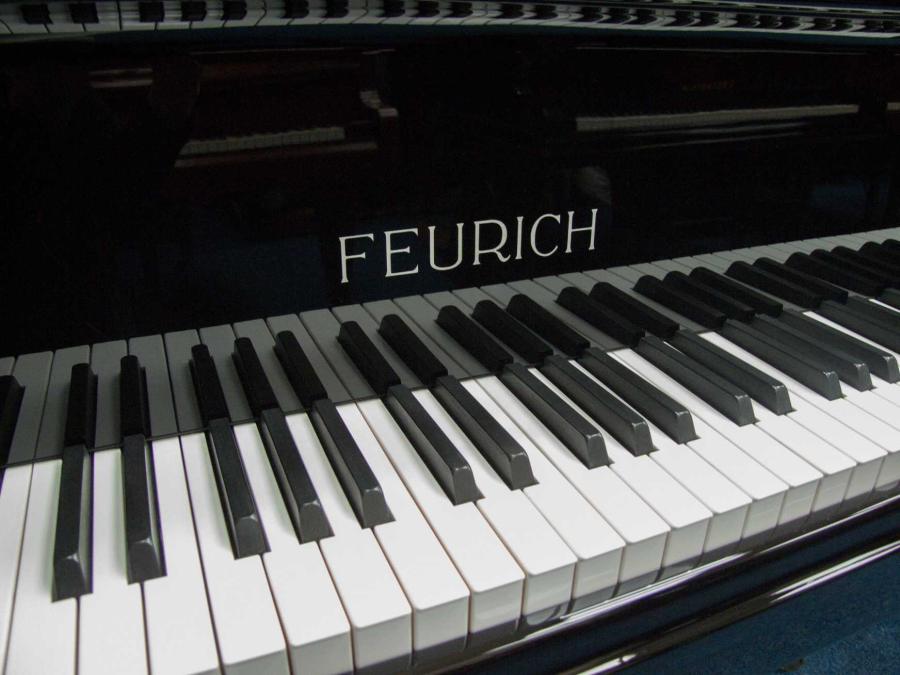 Feurich 178 grand Piano in black polyester – Gallery image – Roberts Pianos Oxford