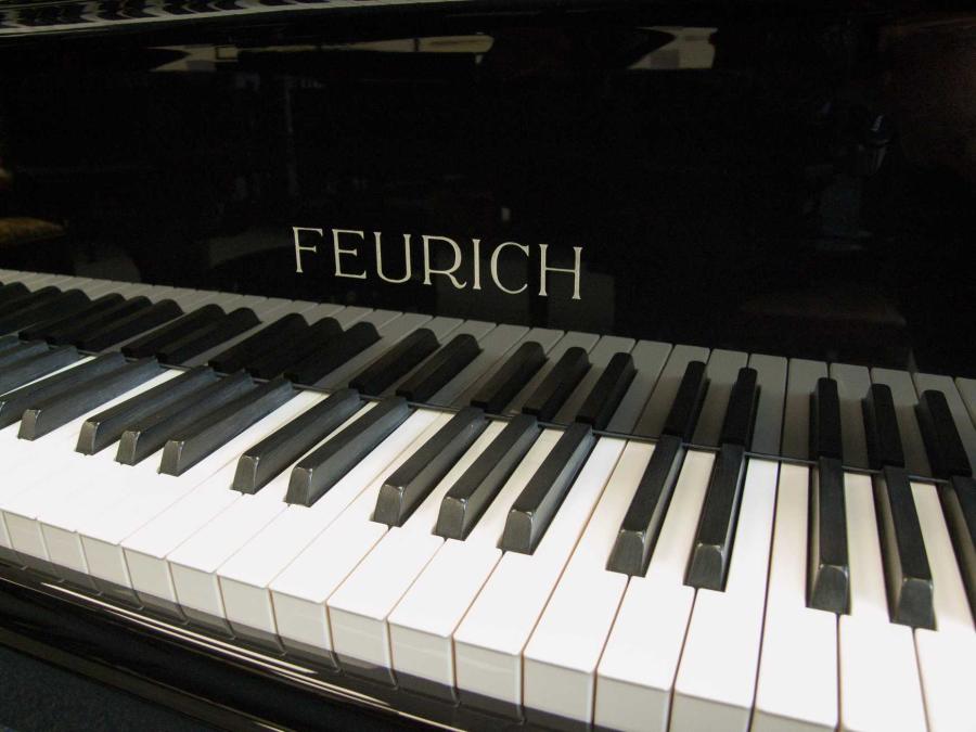 Feurich 178 grand Piano in black polyester – Gallery image – Roberts Pianos Oxford