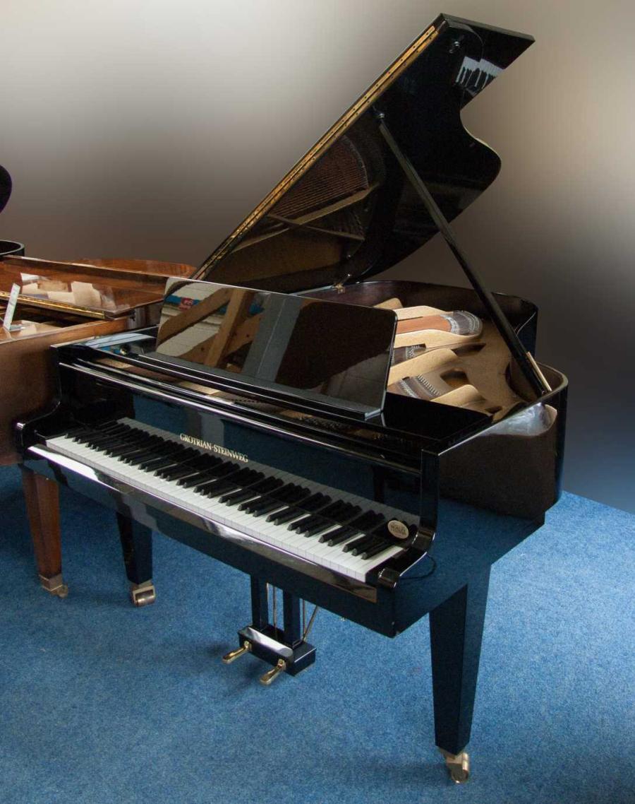 Grotrian Steinweg 189 grand Piano in black polyester – Featured image – Roberts Pianos Oxford