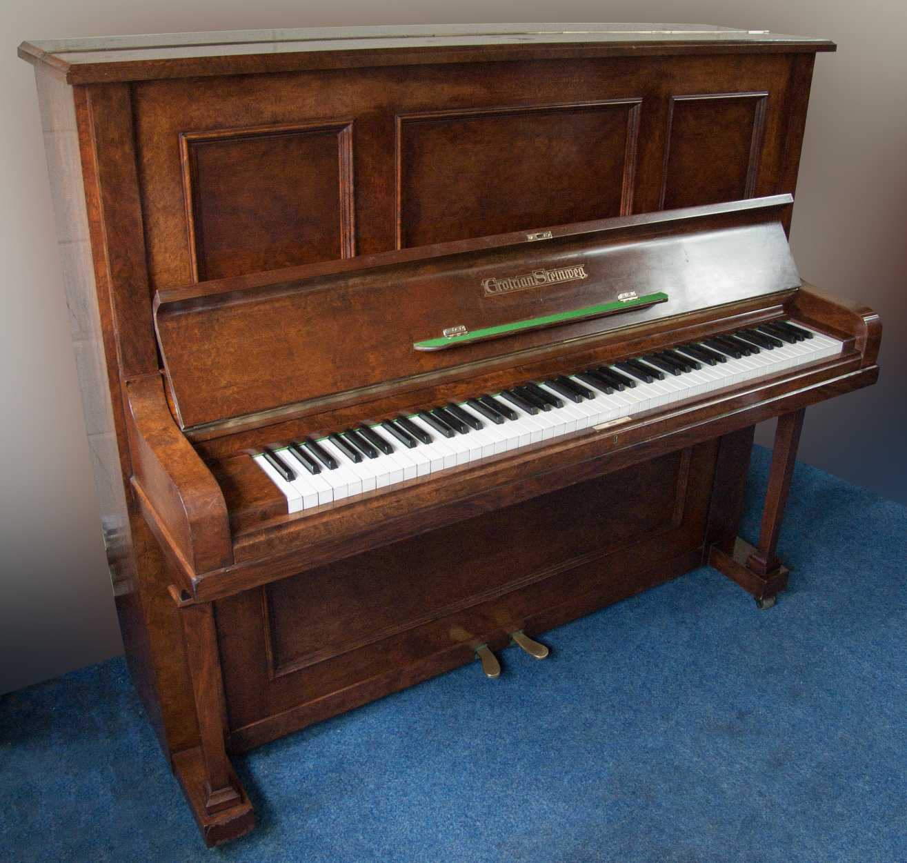 Grotrian Steinweg upright Piano in walnut – Featured image – Roberts Pianos Oxford
