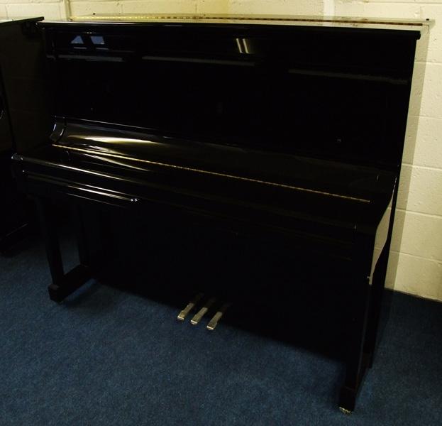 Feurich 133 upright Piano in black polyester – Gallery image – Roberts Pianos Oxford