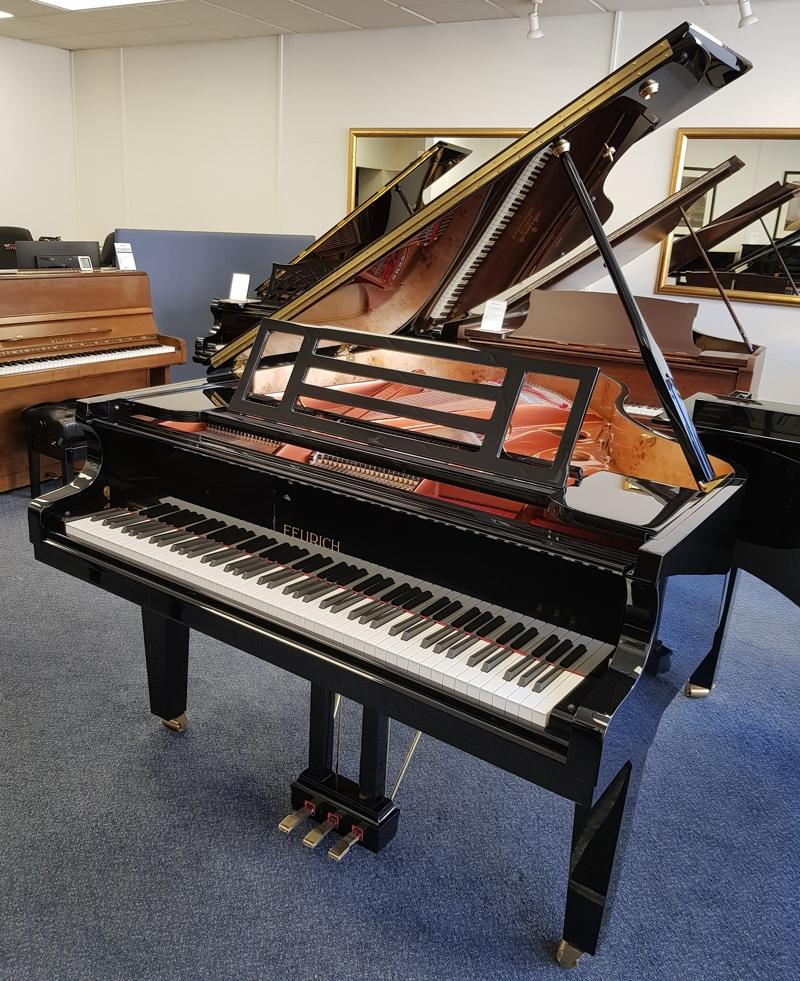 Feurich 179 grand Piano in Black polyester – Featured image – Roberts Pianos Oxford