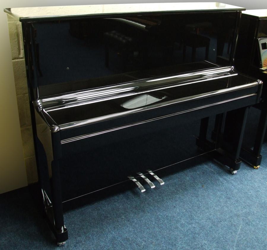 Feurich 122 upright Piano in black – Gallery image – Roberts Pianos Oxford