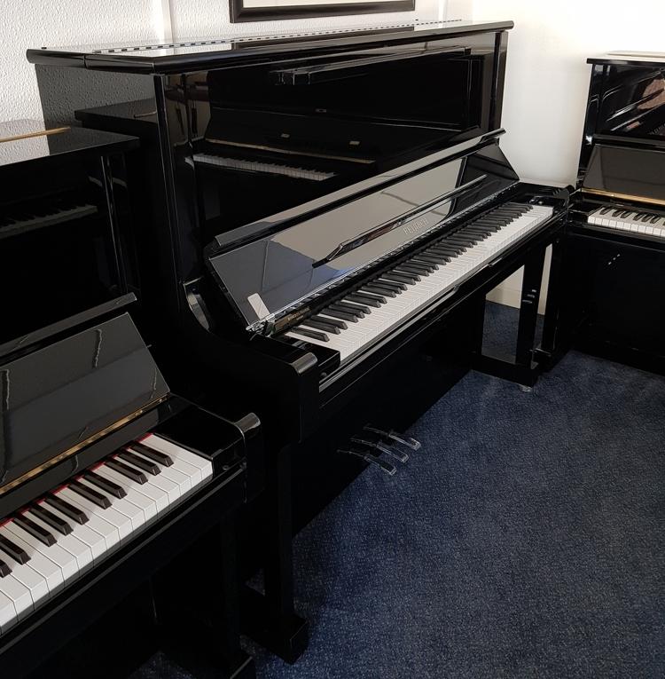 Feurich 133 upright Piano in Black – Featured image – Roberts Pianos Oxford