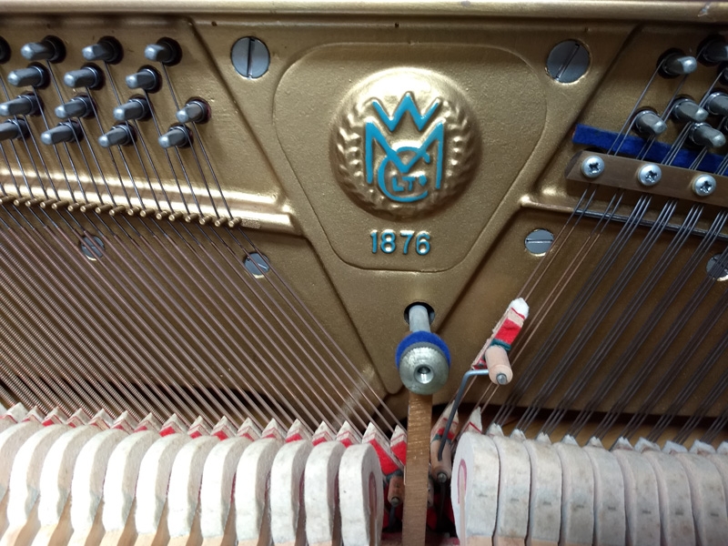 Welmar upright Piano in light walnut/mahogany – Gallery image – Roberts Pianos Oxford