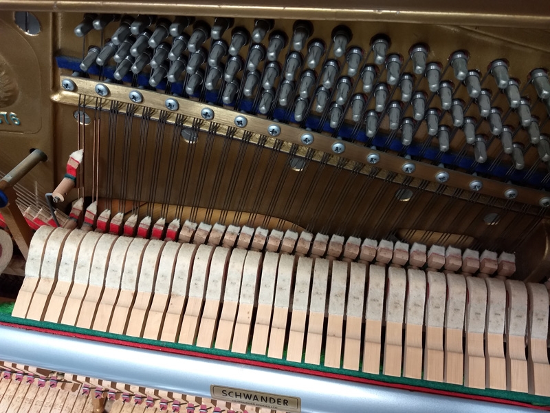 Welmar upright Piano in light walnut/mahogany – Gallery image – Roberts Pianos Oxford