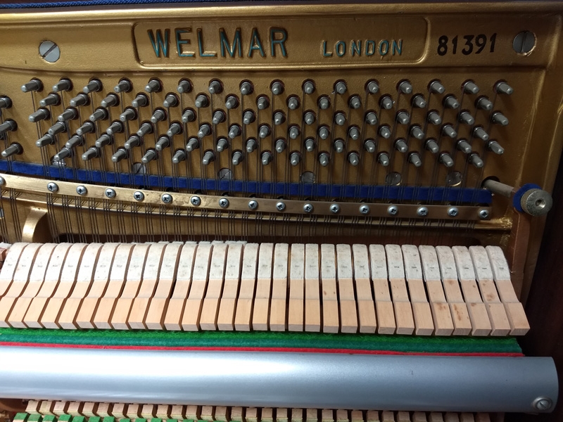 Welmar upright Piano in light walnut/mahogany – Gallery image – Roberts Pianos Oxford