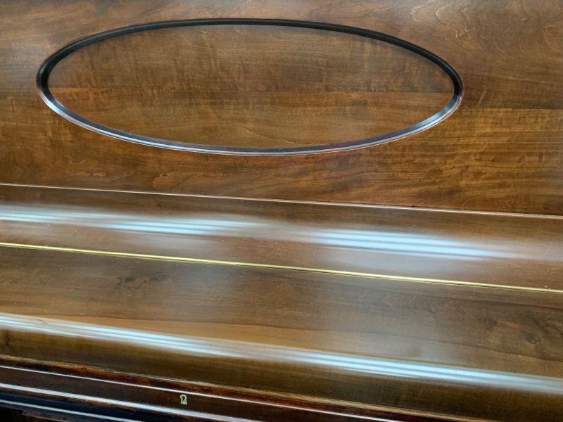 Grotrian Steinweg 125 upright Piano in dark mahogany – Gallery image – Roberts Pianos Oxford