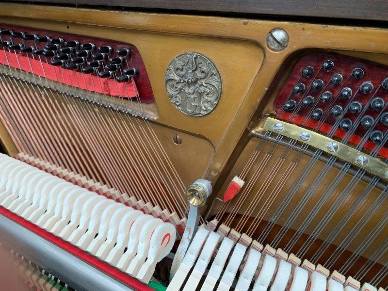 Grotrian Steinweg 125 upright Piano in dark mahogany – Gallery image – Roberts Pianos Oxford