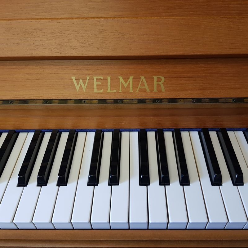 Welmar upright Piano in teak – Gallery image – Roberts Pianos Oxford