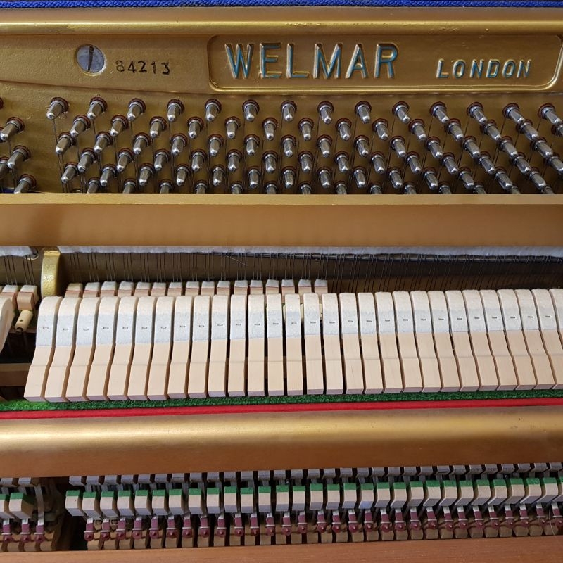 Welmar upright Piano in teak – Gallery image – Roberts Pianos Oxford