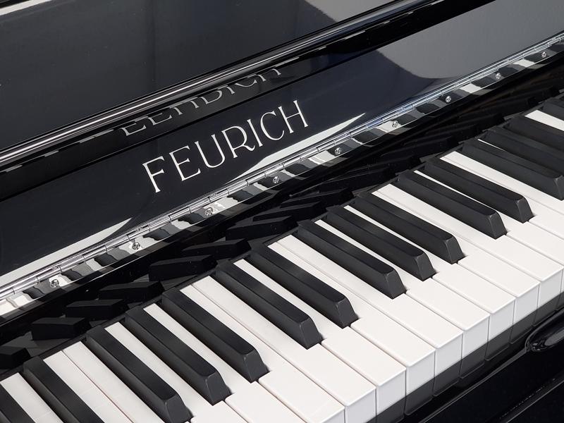 Feurich 133 upright Piano in Black – Gallery image – Roberts Pianos Oxford