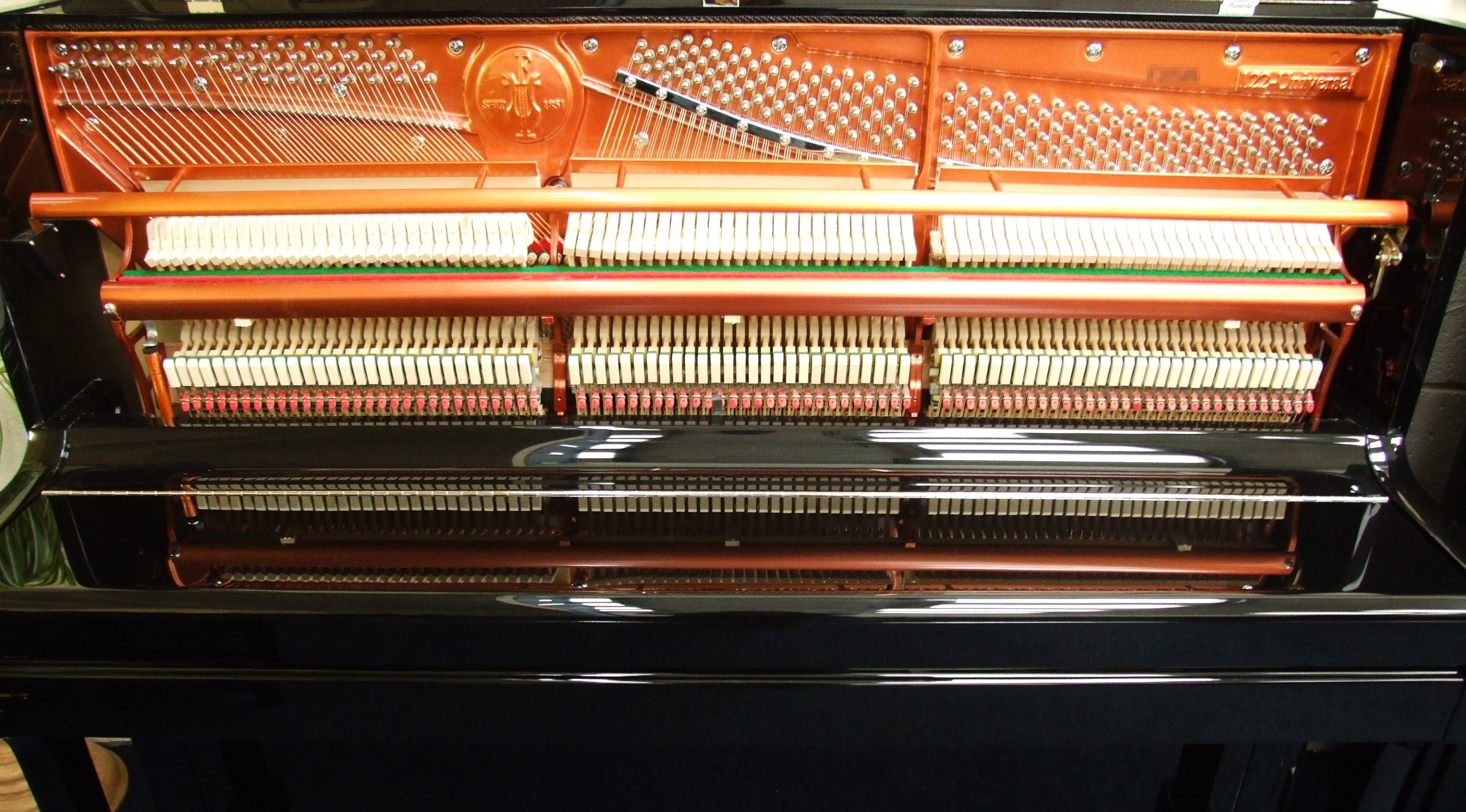 Feurich 122 upright Piano in gloss black – Gallery image – Roberts Pianos Oxford