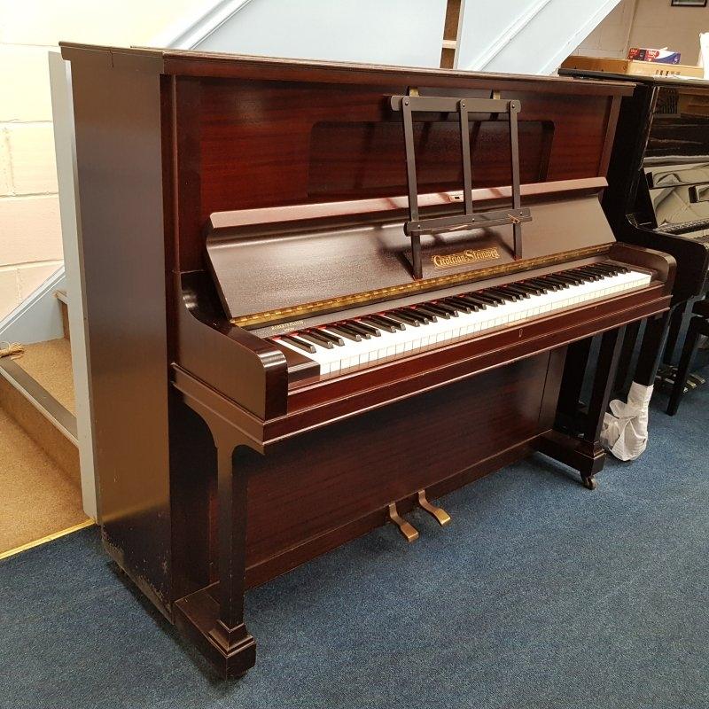 Grotrian Steinweg 120 upright Piano in Mahogany – Featured image – Roberts Pianos Oxford