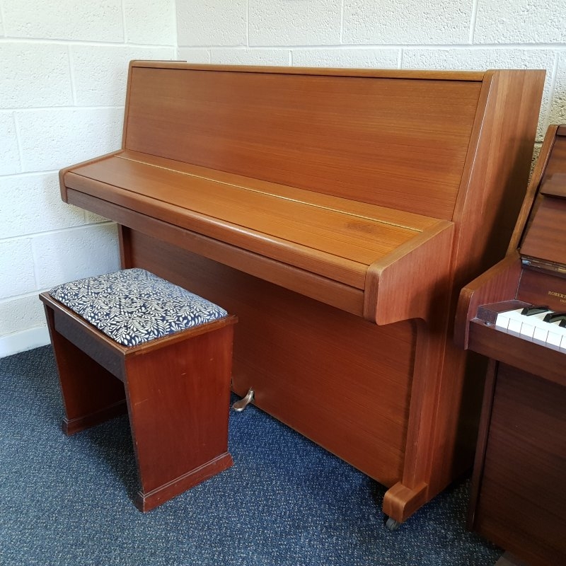 Knight K10 upright Piano in light teak – Gallery image – Roberts Pianos Oxford