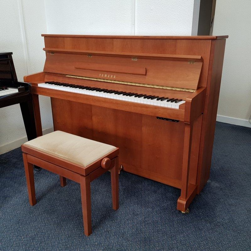 Yamaha P112 NTS upright Piano in Cherry satin – Featured image – Roberts Pianos Oxford