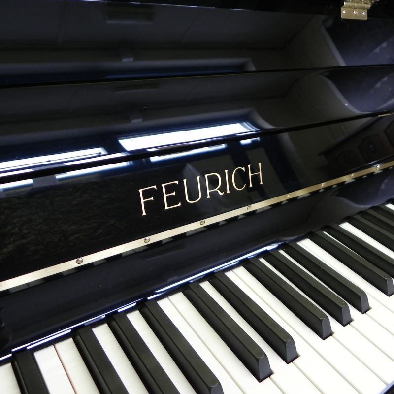 Feurich 122 upright Piano in Black – Gallery image – Roberts Pianos Oxford