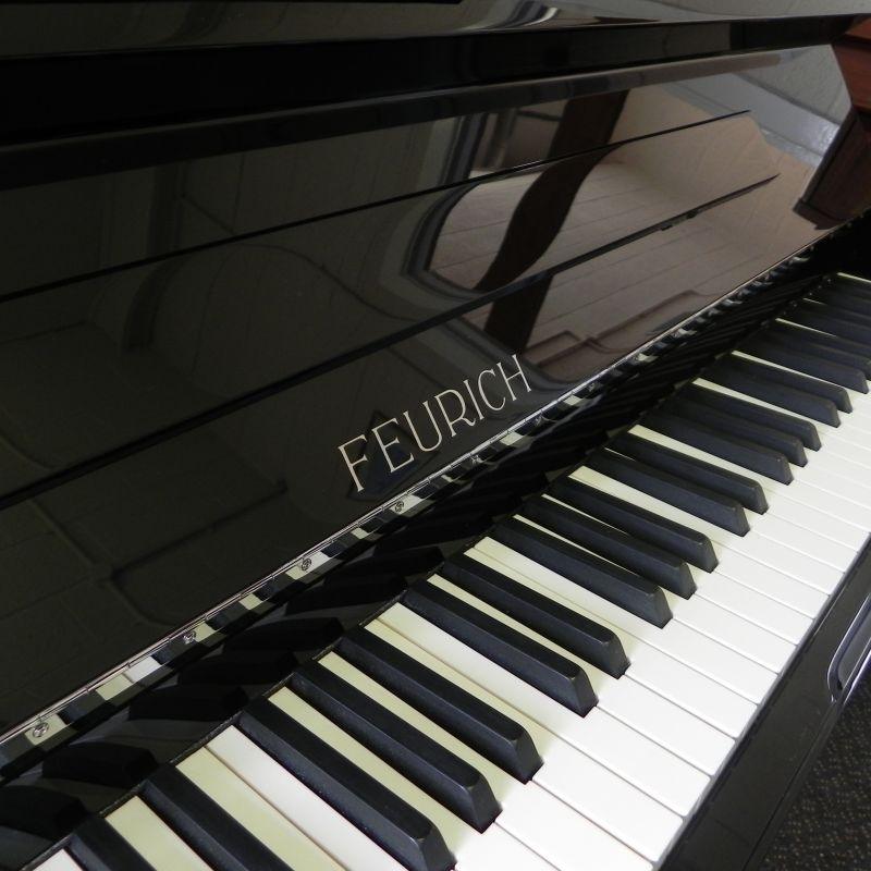 Feurich 133 Concert upright Piano in Gloss black – Gallery image – Roberts Pianos Oxford