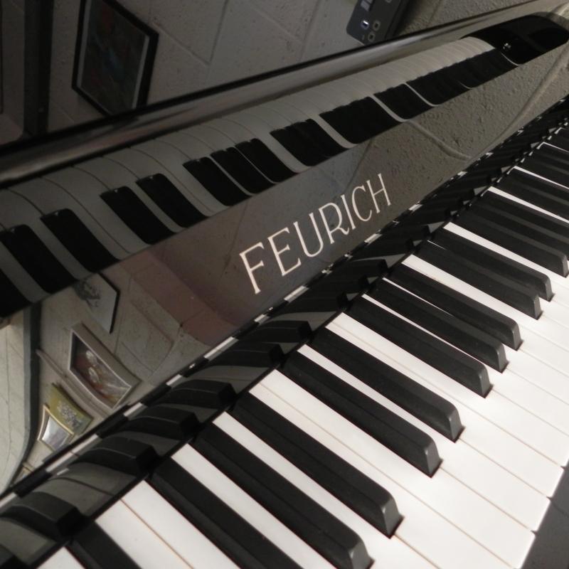 Feurich 133 Concert upright Piano in Black Gloss – Gallery image – Roberts Pianos Oxford