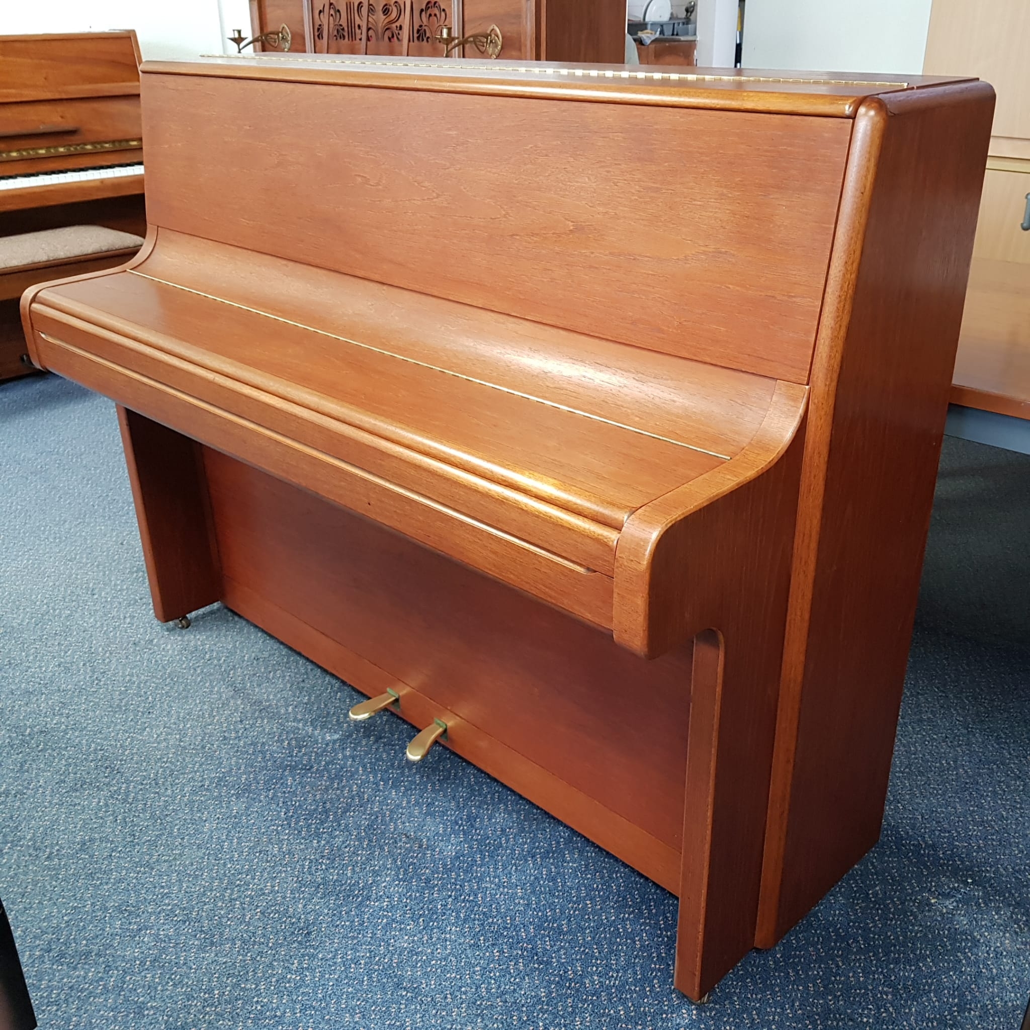 Welmar upright Piano in Teak – Gallery image – Roberts Pianos Oxford