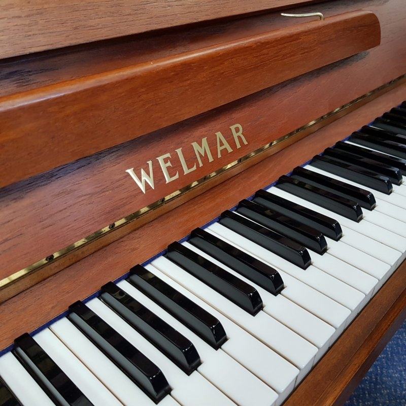 Welmar upright Piano in Teak – Gallery image – Roberts Pianos Oxford
