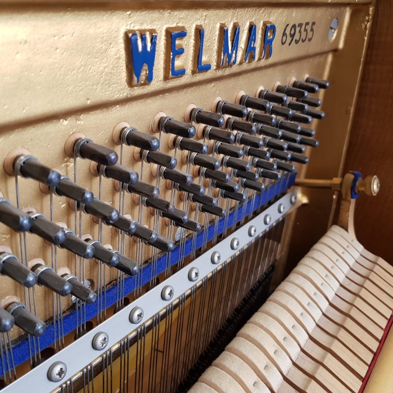 Welmar upright Piano in Teak – Gallery image – Roberts Pianos Oxford