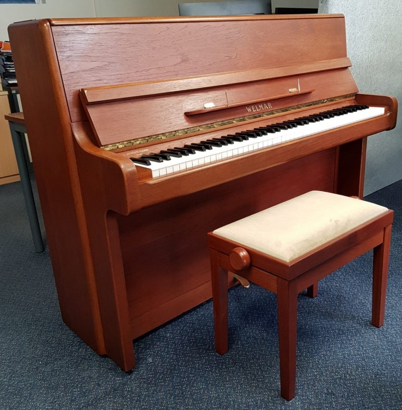 Welmar upright Piano in Teak – Gallery image – Roberts Pianos Oxford