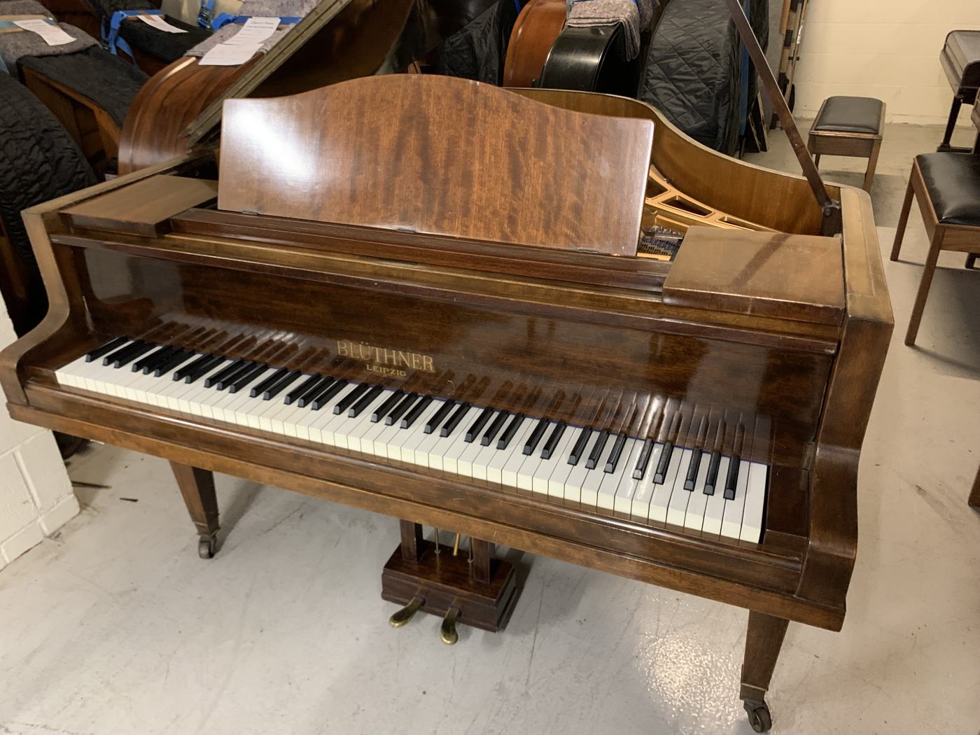 Bluthner style IVa grand Piano in mahogany – Featured image – Roberts Pianos Oxford