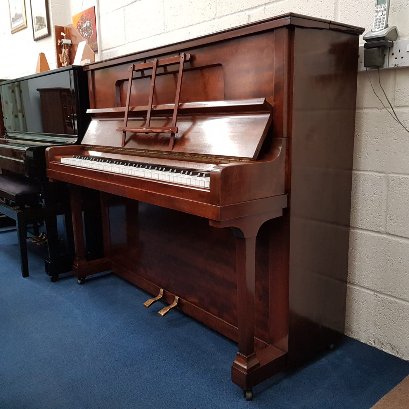 Grotrian Steinweg 120 upright Piano in Mahogany – Featured image – Roberts Pianos Oxford