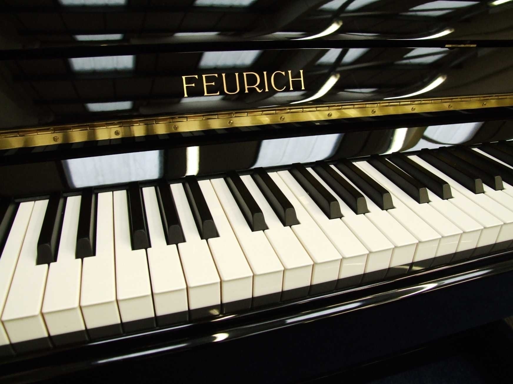 Feurich 122 upright Piano in Black – Gallery image – Roberts Pianos Oxford