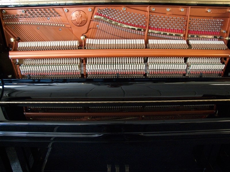 Feurich 133 upright Piano in Black – Gallery image – Roberts Pianos Oxford