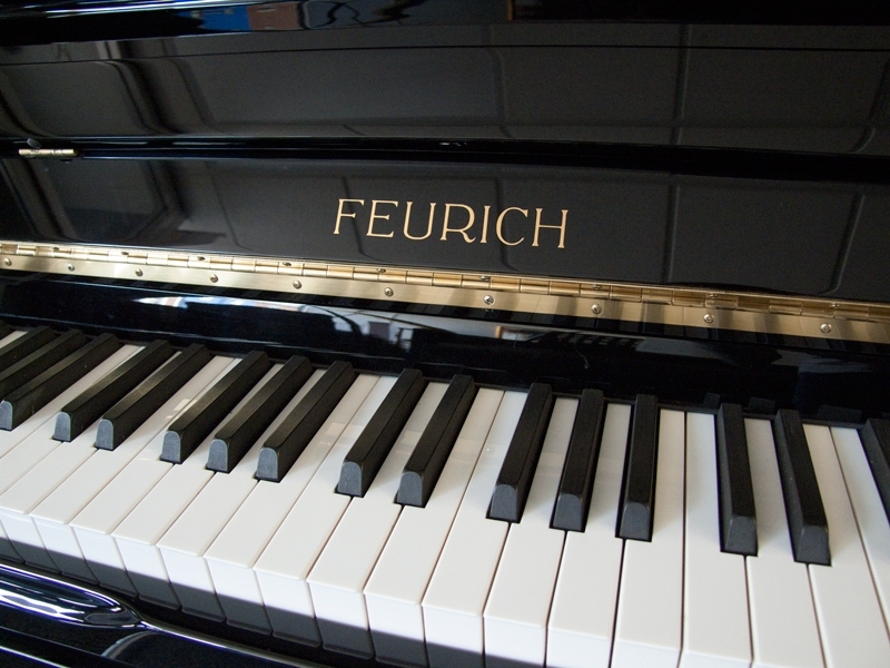 Feurich 133 upright Piano in Black – Gallery image – Roberts Pianos Oxford