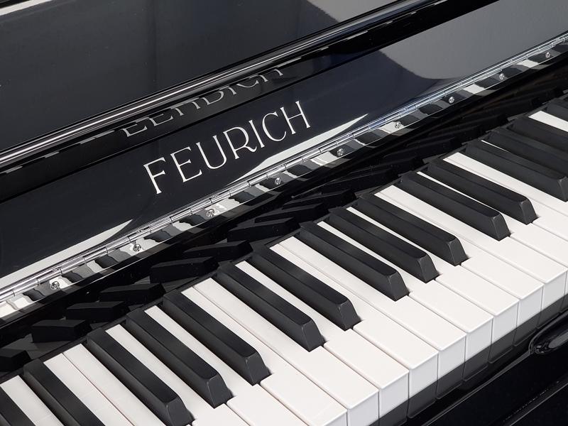 Feurich 133 upright Piano in Black – Gallery image – Roberts Pianos Oxford