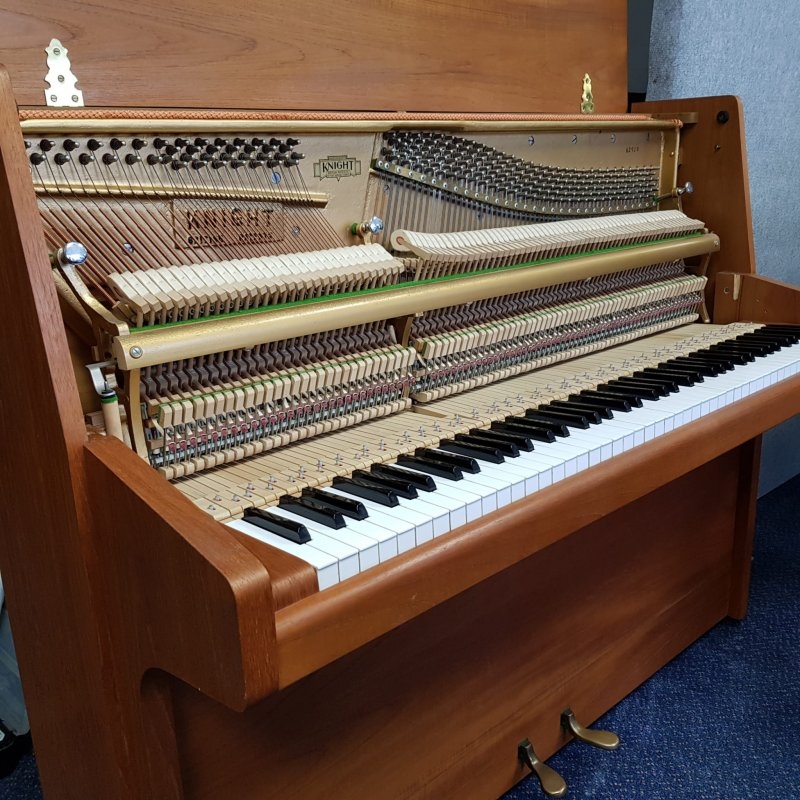 Knight upright Piano in teak – Gallery image – Roberts Pianos Oxford