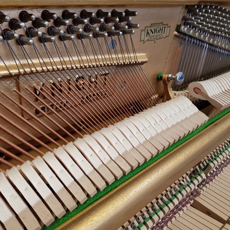 Knight upright Piano in teak – Gallery image – Roberts Pianos Oxford