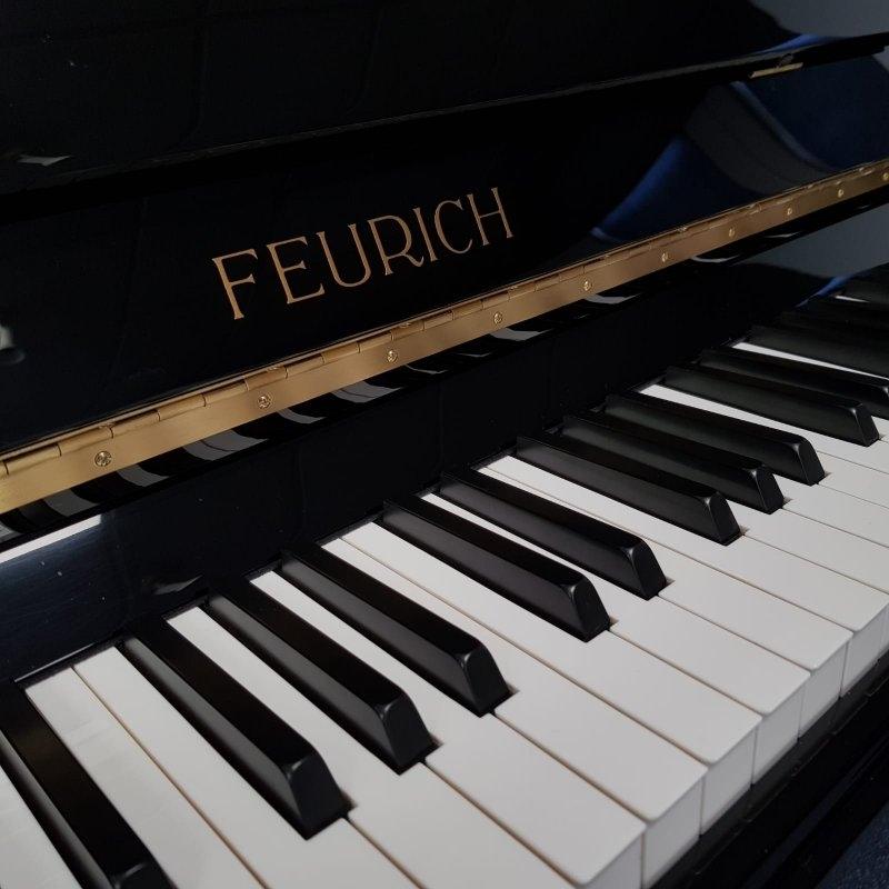 Feurich 122 upright Piano in Black – Gallery image – Roberts Pianos Oxford