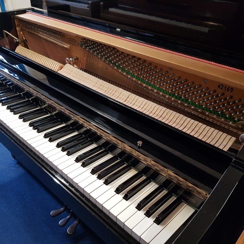 Knight K I5 upright Piano in black polyester – Gallery image – Roberts Pianos Oxford