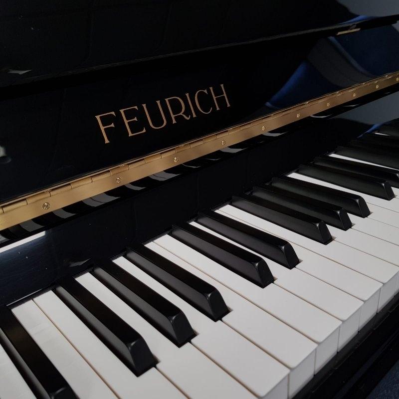 Feurich 122 upright Piano in Black – Gallery image – Roberts Pianos Oxford